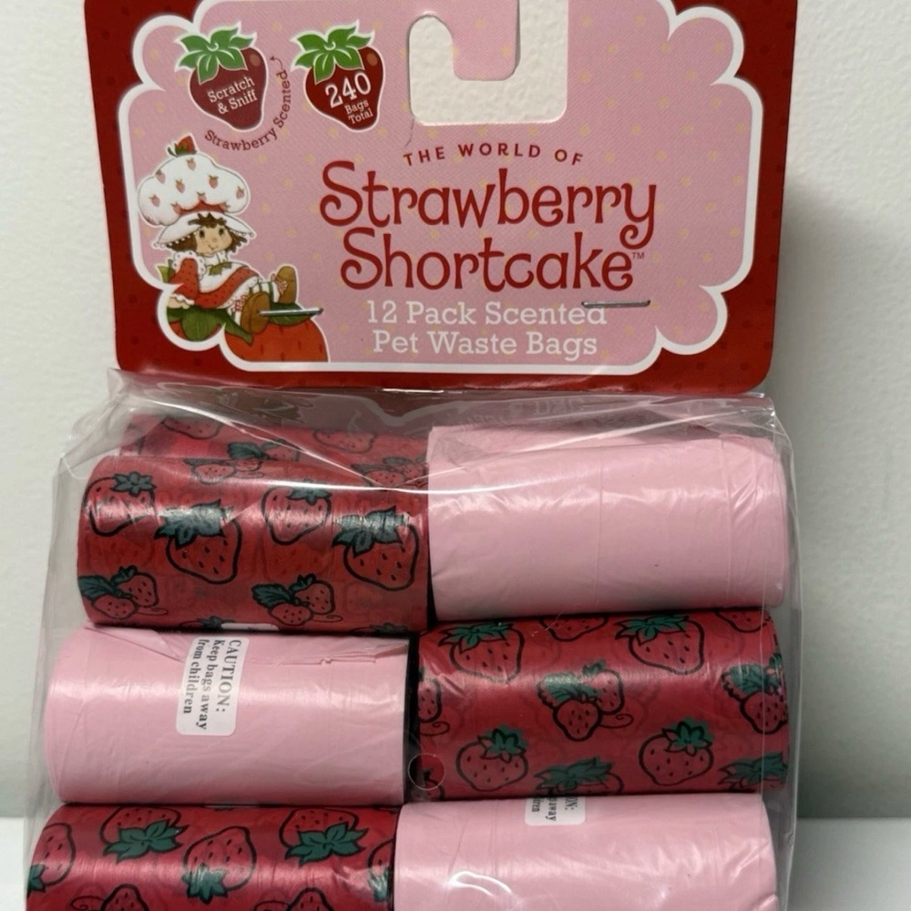 Strawberry Shortcake Scented Pet Waste Bags 240 Count Pink Red